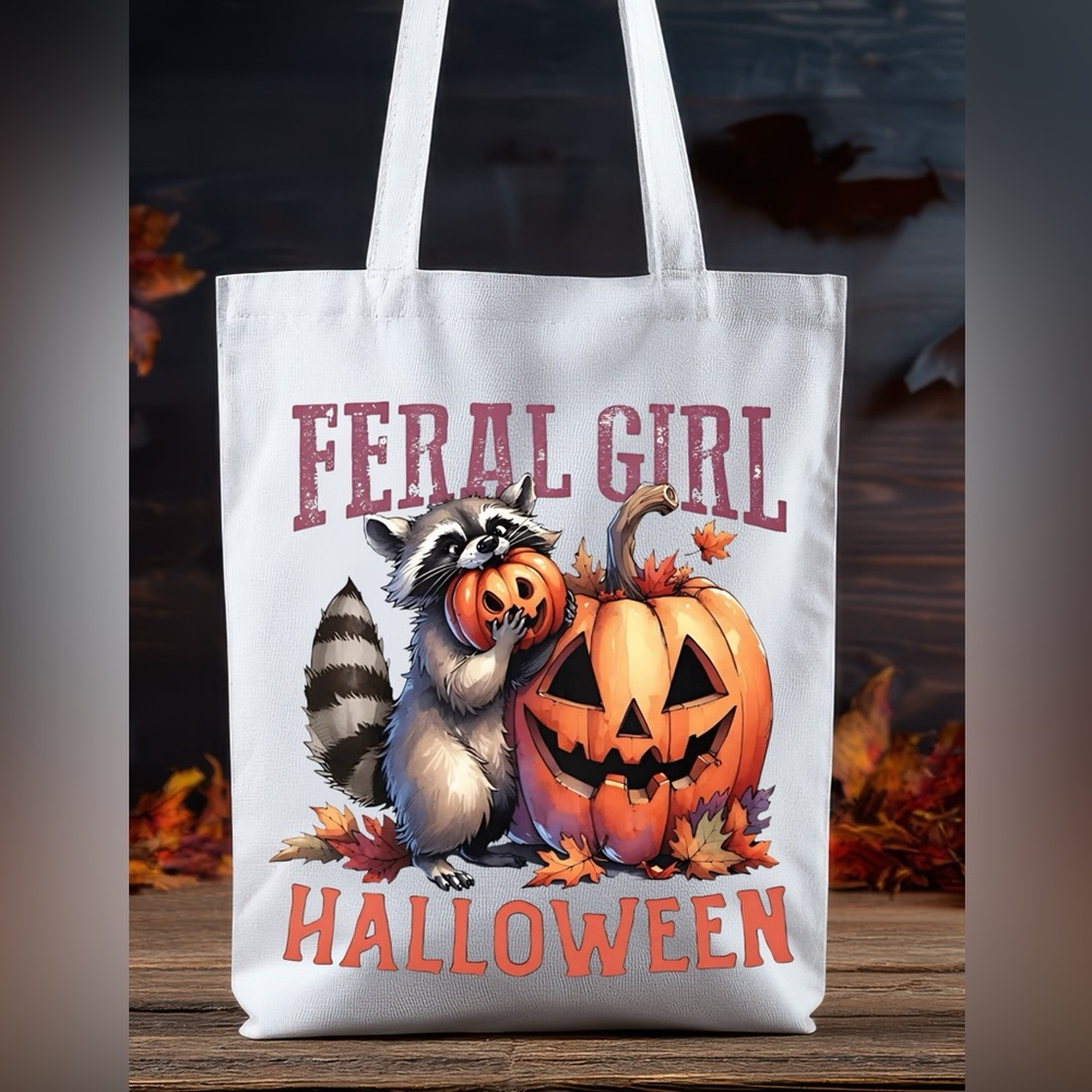 Feral Girl Halloween White Tote Bag